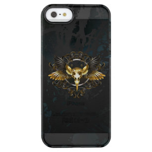Golden Bird Skull on Black background Clear iPhone SE/5/5s Case