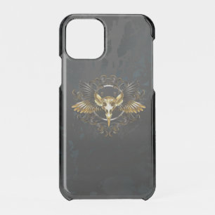 Golden Bird Skull on Black background iPhone 11 Pro Case