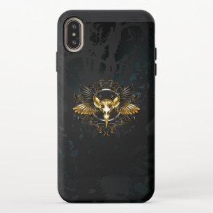 Golden Bird Skull on Black background iPhone XS Max Slider Case