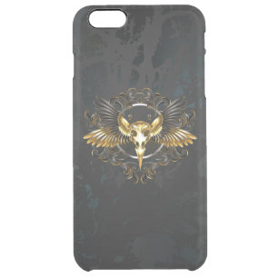 Golden Bird Skull on Black background Clear iPhone 6 Plus Case