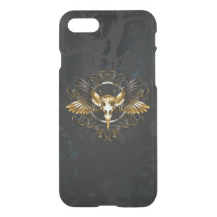 Golden Bird Skull on Black background iPhone SE/8/7 Case