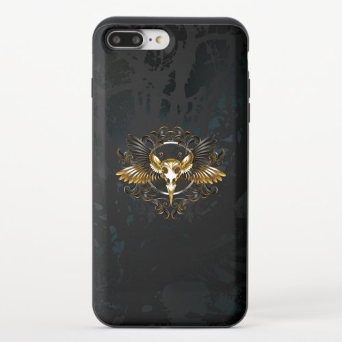 Golden Bird Skull on Black background iPhone 87 Plus Slider Case