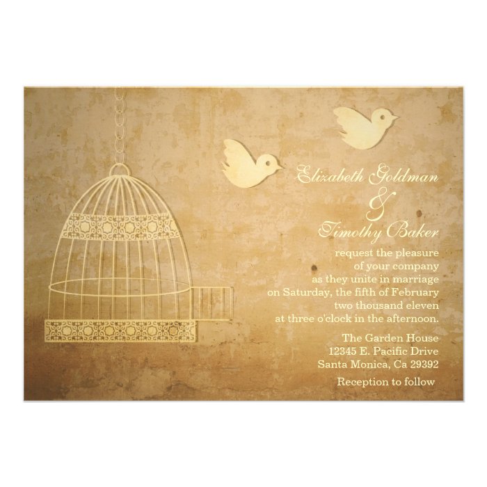 Golden Birdcage Wedding Invitation