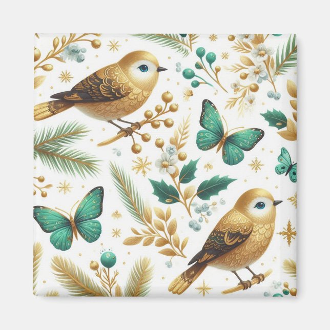 Golden Birds and Emerald Butterflies  Magnet (Front)
