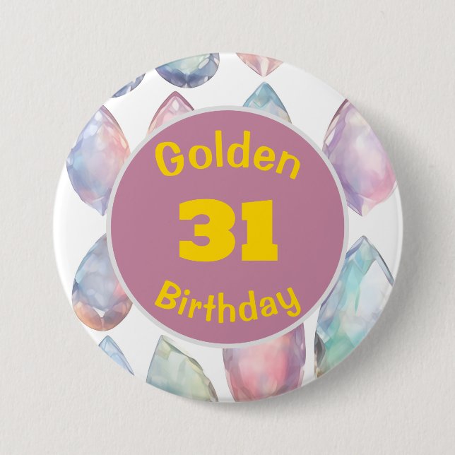 Golden Birthday October Birthstone Custom Button (Front)