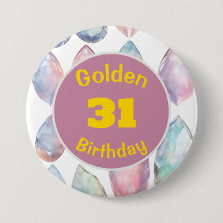 Golden Birthday October Birthstone Custom Button