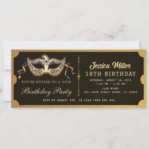 Golden birthday Party Ticket Invitation