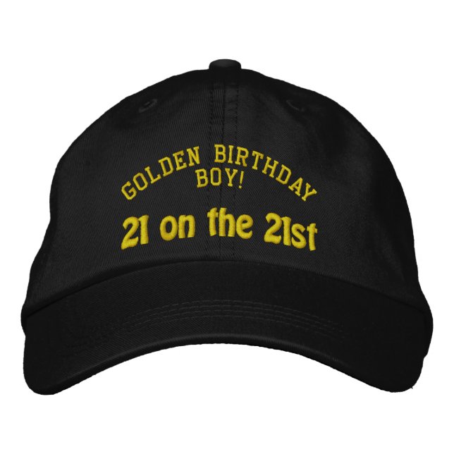 Golden Birthday Personalized Embroidered Baseball Cap (Front)