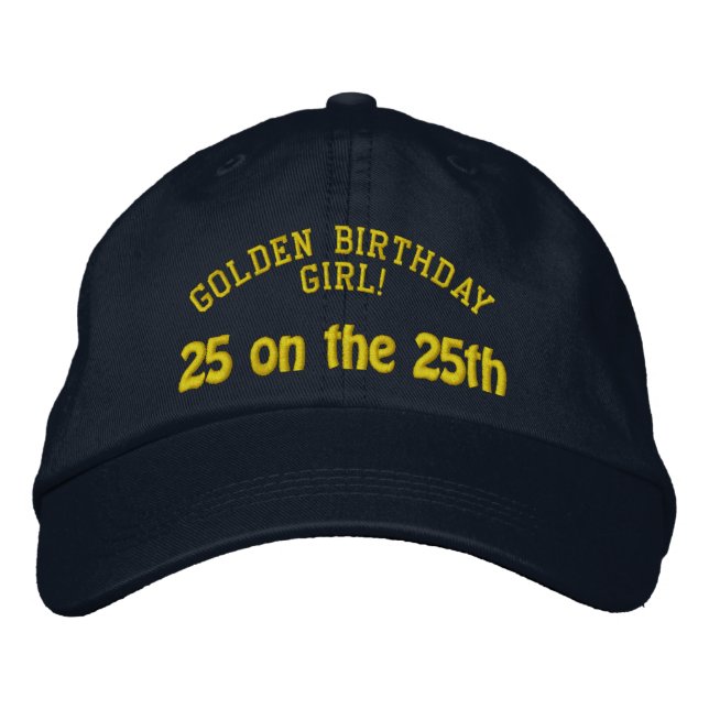 Golden Birthday Personalized Embroidered Baseball Cap (Front)