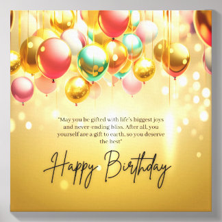 Golden Birthday Wishes Canvas Photo Tile