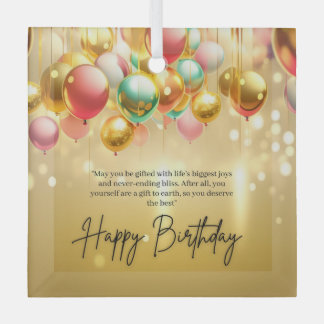Golden Birthday Wishes Glass Ornament