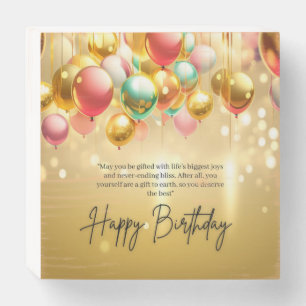 Golden Birthday Wishes Wooden Box Sign