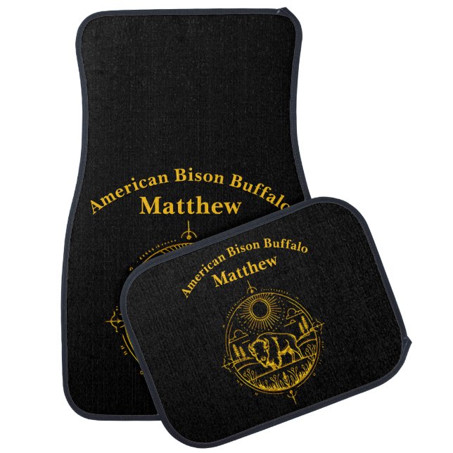 Golden Bison Standing in a Picturesque Landscape Car Floor Mat (Set)