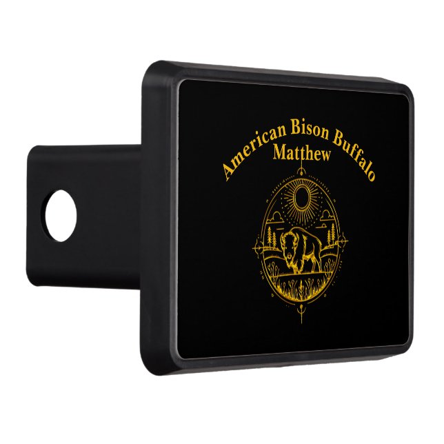 Golden Bison Standing in a Picturesque Landscape Hitch Cover (Right)