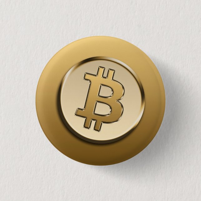 Golden Bitcoin badge Button (Front)