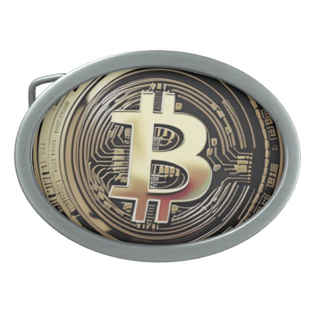 Golden Bitcoin Belt Buckle (Front)