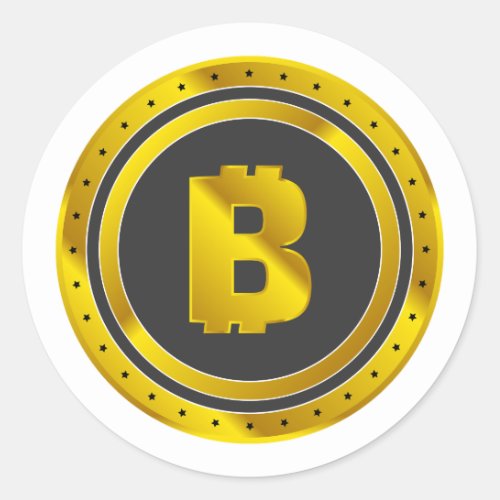 Golden Bitcoin Classic Round Sticker