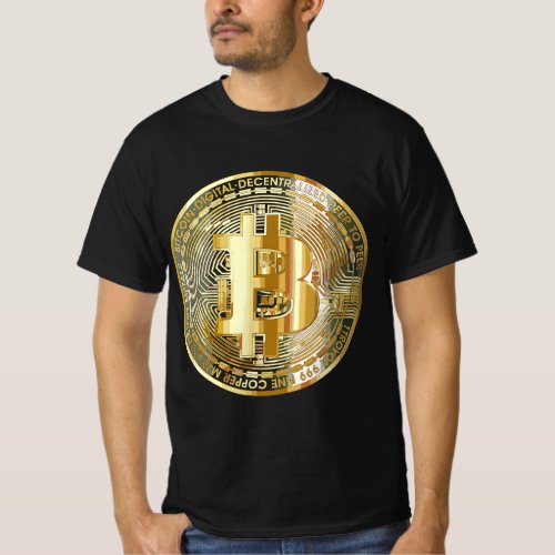 Golden Bitcoin Coin Bitcoin Investor Logo Crypto F T_Shirt