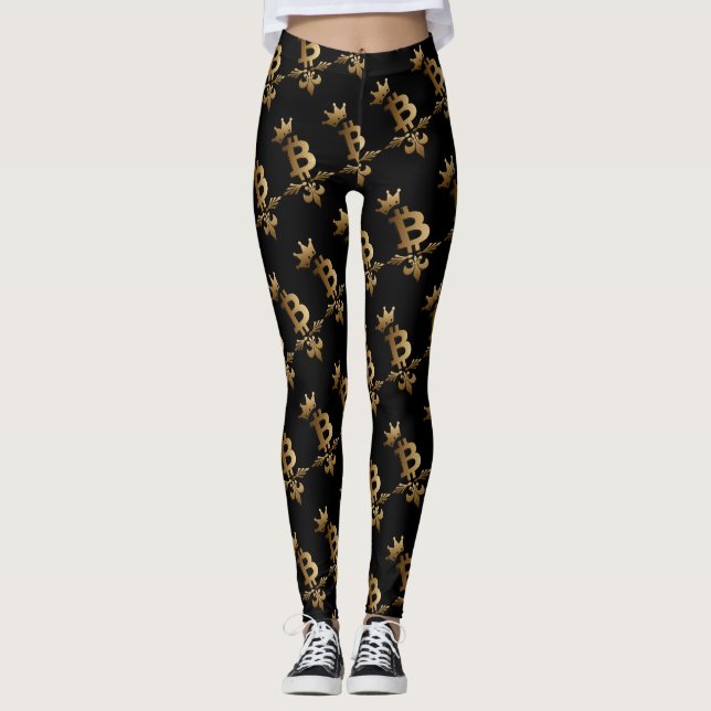 Golden Bitcoin Crypto Leggings (Front)