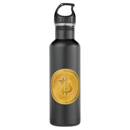 Golden Bitcoin Digital Cryptocurrency Stainless Steel Water Bottle