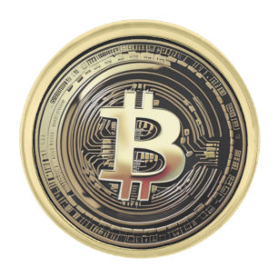 Golden Bitcoin Gold Finish Lapel Pin
