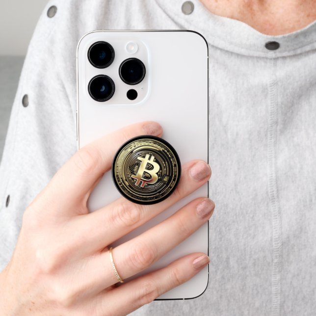 Golden Bitcoin  PopSocket (Hand)