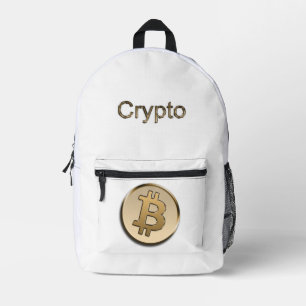 Golden Bitcoin Printed Backpack