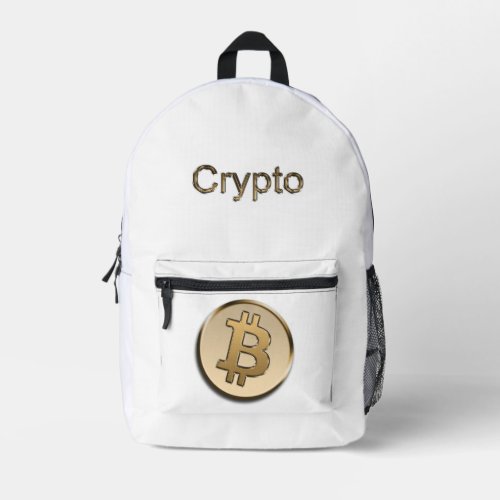 Golden Bitcoin Printed Backpack