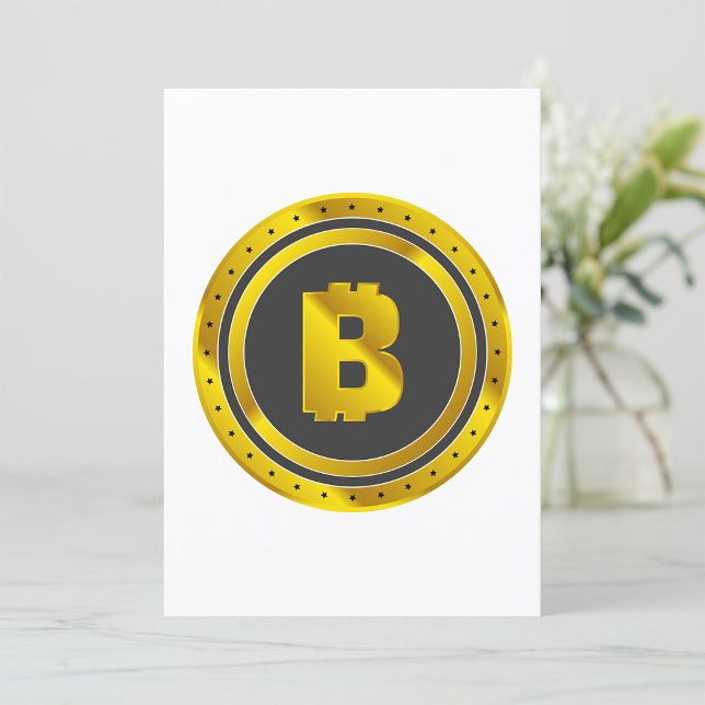 Golden Bitcoin Symbol Digital Currency Invitation (Creator Uploaded)