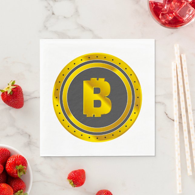 Golden Bitcoin Symbol Digital Currency Napkins (Creator Uploaded)