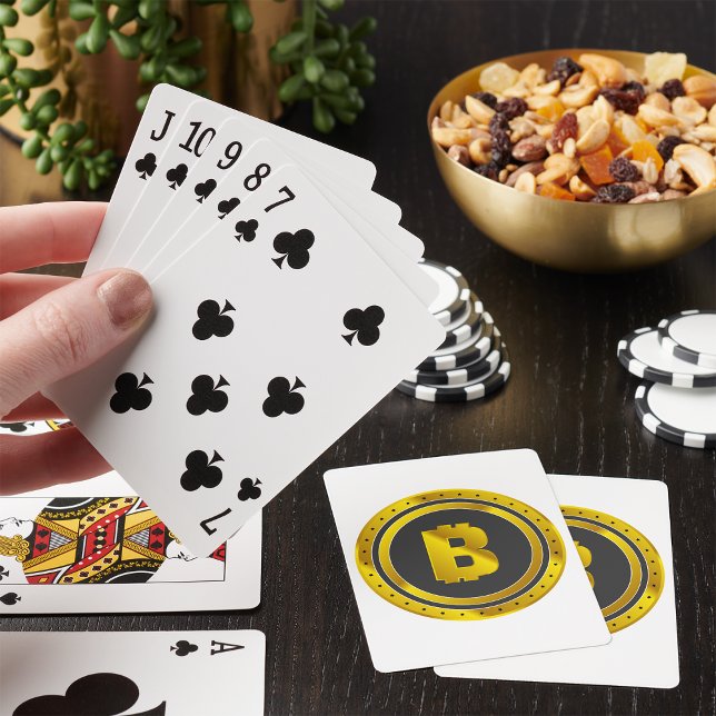 Golden Bitcoin Symbol Digital Currency Poker Cards (Creator Uploaded)