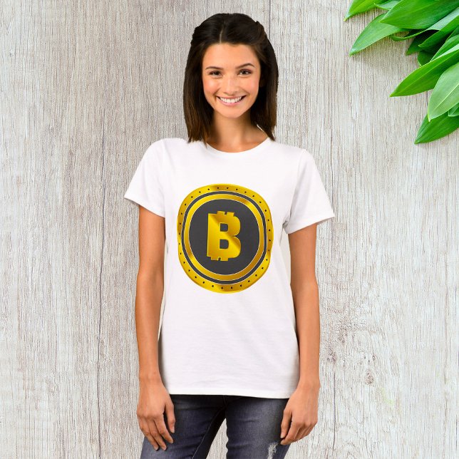 Golden Bitcoin Symbol Digital Currency T-Shirt (Creator Uploaded)