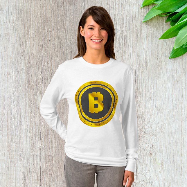 Golden Bitcoin Symbol Digital Currency T-Shirt (Creator Uploaded)