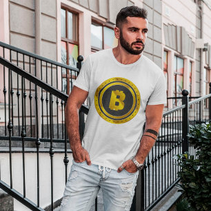 Golden Bitcoin Symbol Digital Currency T-Shirt