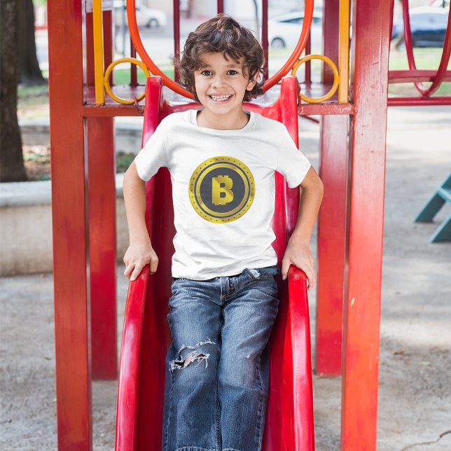 Golden Bitcoin Symbol Digital Currency T-Shirt (Creator Uploaded)