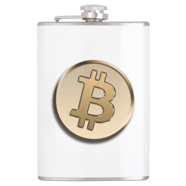 Golden Bitcoin Vinyl Wrapped FlasK (Front)