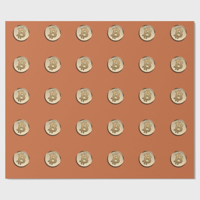Golden Bitcoin Wrapping Paper (Flat)