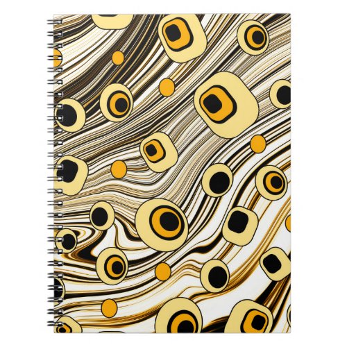 Golden Black and Yellow Retro Style Groovy Art Notebook