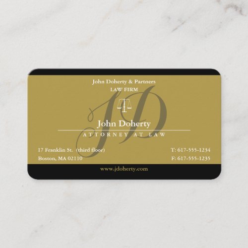 Golden Black Attorney at Law  Lawyer Business Card