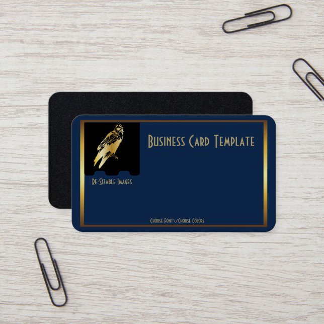Golden Black Bird Raven Business Card (Front/Back In Situ)
