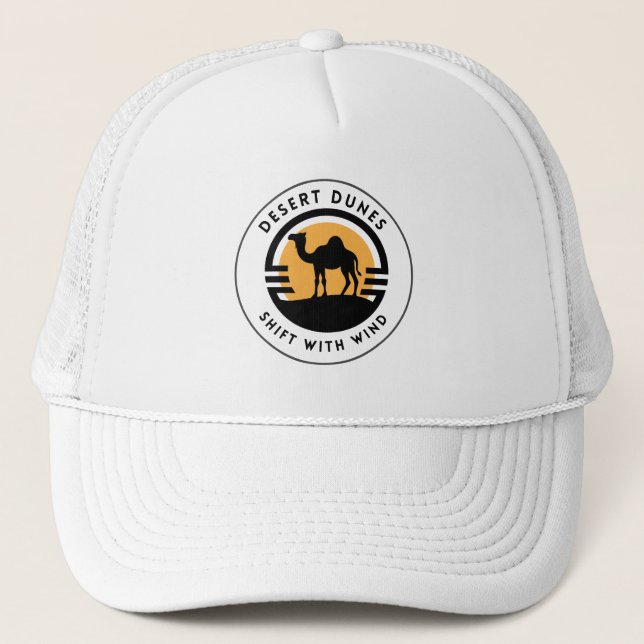 Golden & Black Camel Desert Retro Design Trucker Hat (Front)