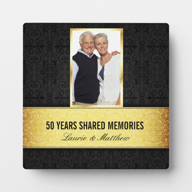 Golden Black Damask Photo Frame 50th Anniversary (Front)