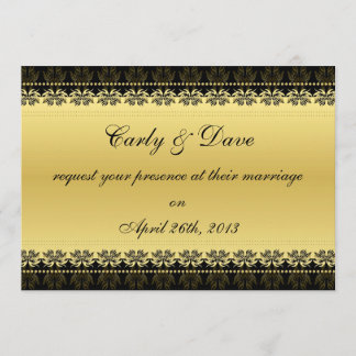Golden Black Damask Wedding Invitation