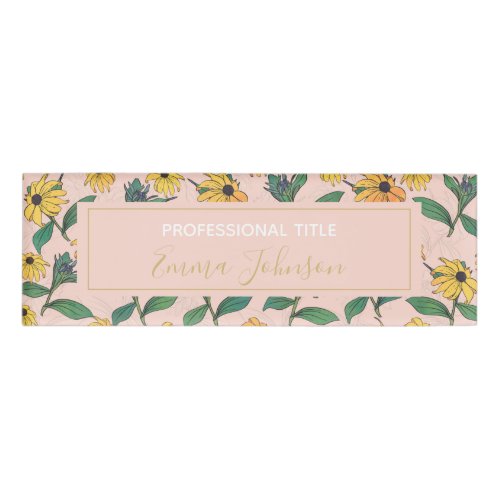 Golden Black_Eyed Daisy Flowers Name Tag