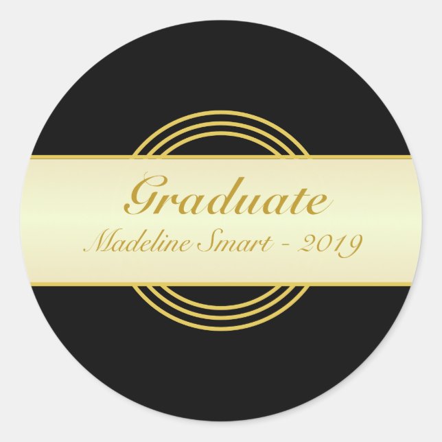 Golden & Black Graduate Sticker (Front)
