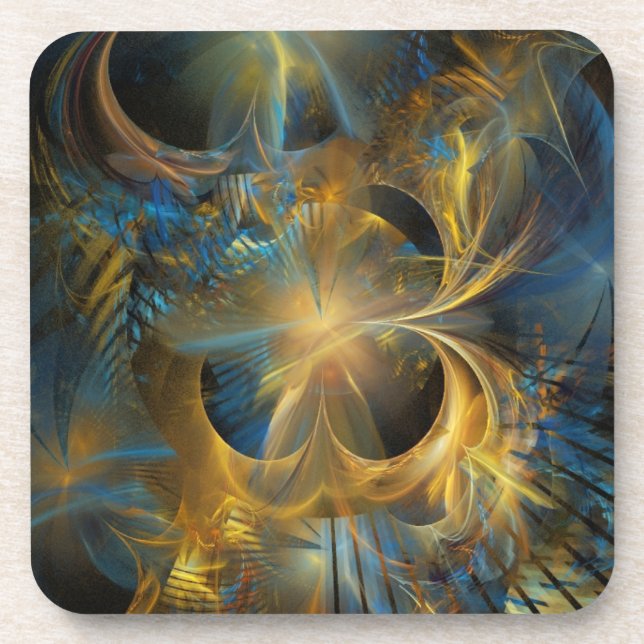 Golden Black Hole Abstract Drink Coaster (Front)