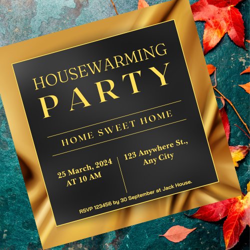 Golden Black Housewarming Party Invitation
