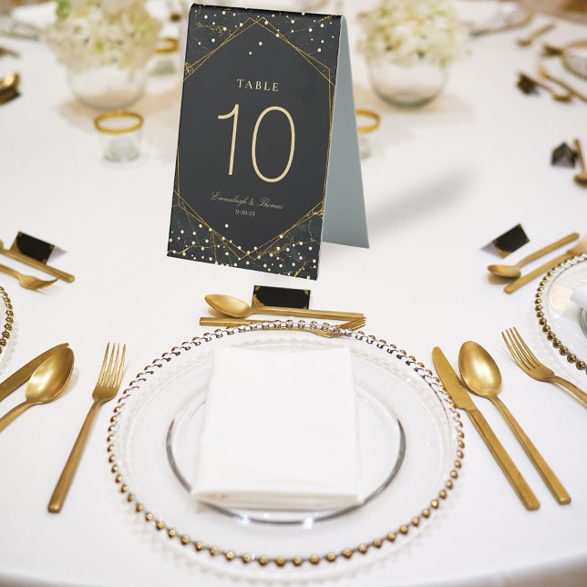 Golden Black Marble Glitter Wedding Table Tent (Creator Uploaded)