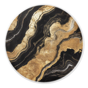 Golden Black Marble Pattern Ceramic Knob