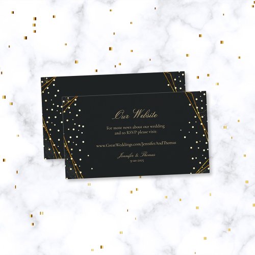 Golden Black Marble Wedding Website Enclosure Card